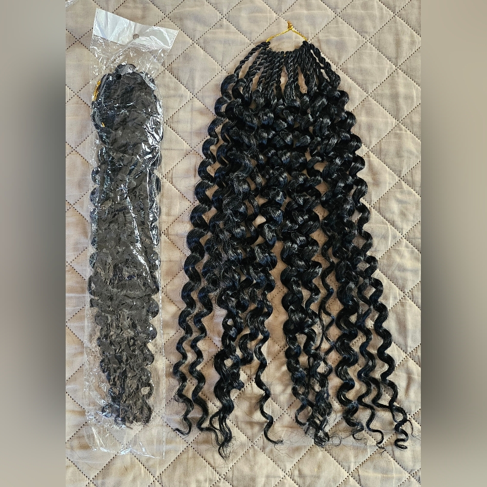 New Crochet hair, color black 2 pack, about 19 inches long,